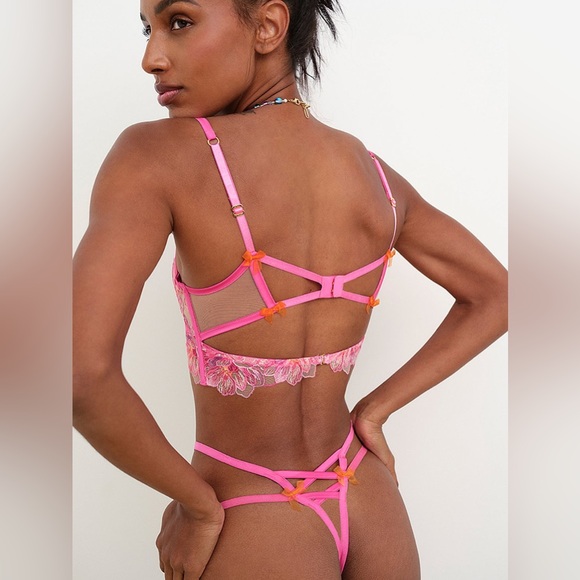 For Love And Lemons Hibiscus Embroidery Bra and Thong Panty - Picture 2 of 13